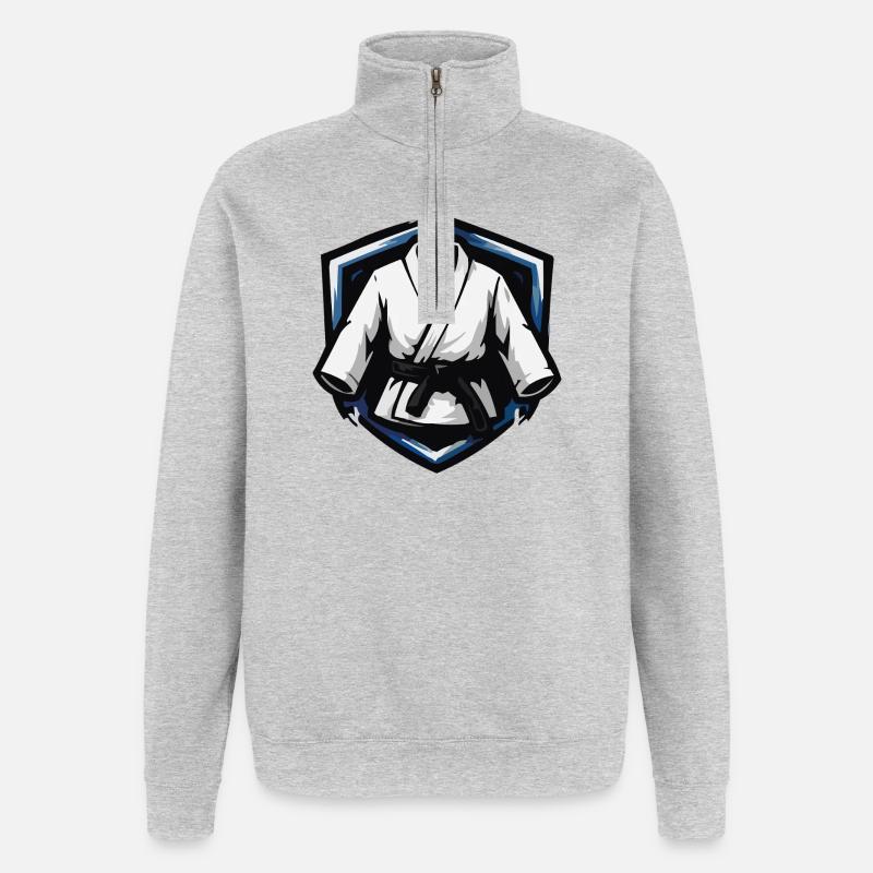 Martial Arts Gi Shield Emblem - Quarter-Zip Sweatshirt - heather grey