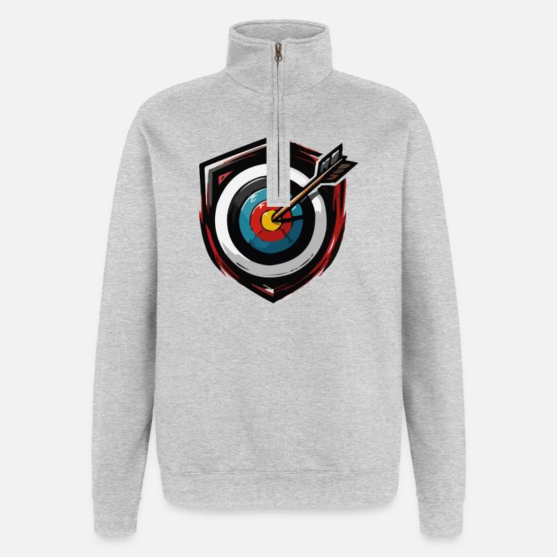 Arrow hits centre Bullseye - Quarter-Zip Sweatshirt - heather grey