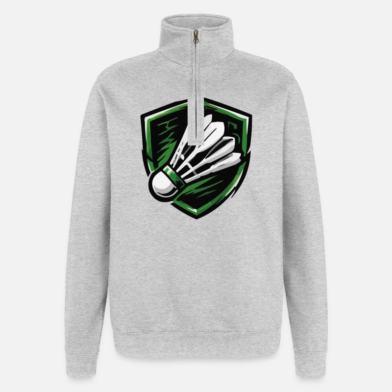 Badminton Shield Emblem - Quarter-Zip Sweatshirt - heather grey