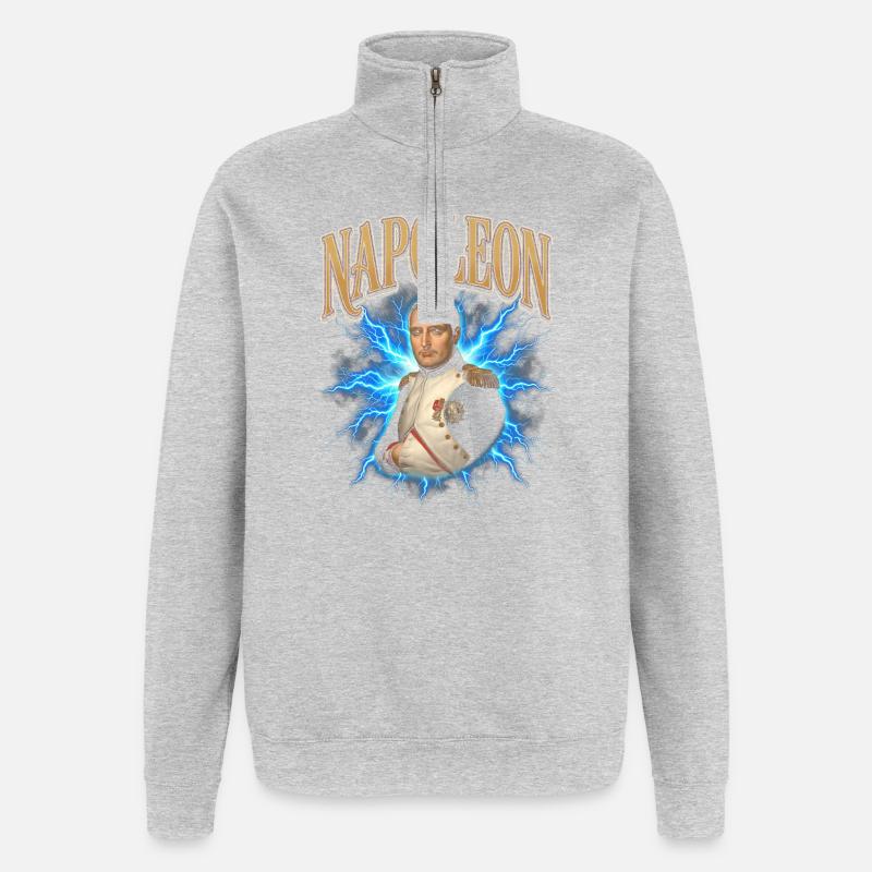 Aura de lampe torche Napoléon - Sweat à zip 1/4 - gris chiné