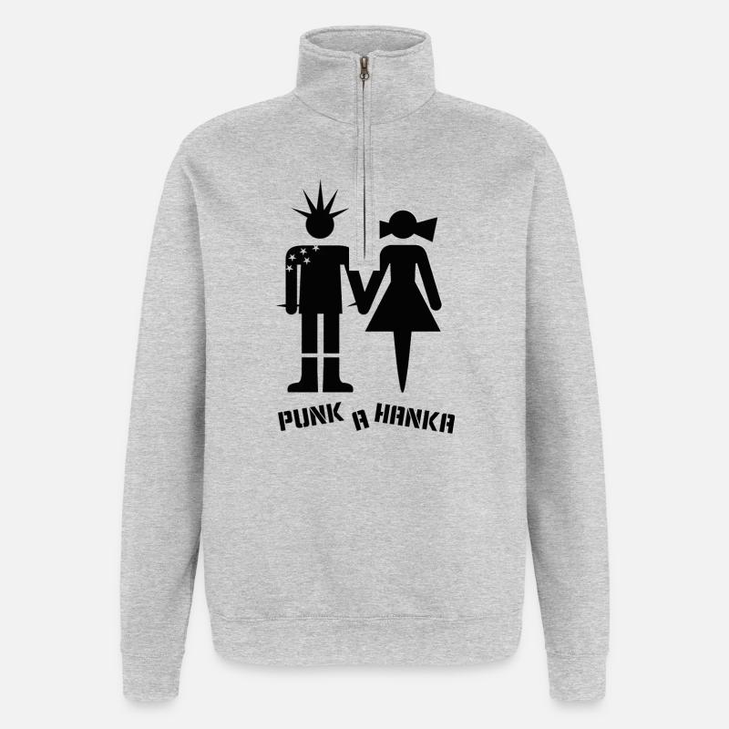PUNK A HANKA - Sweat à zip 1/4 - gris chiné