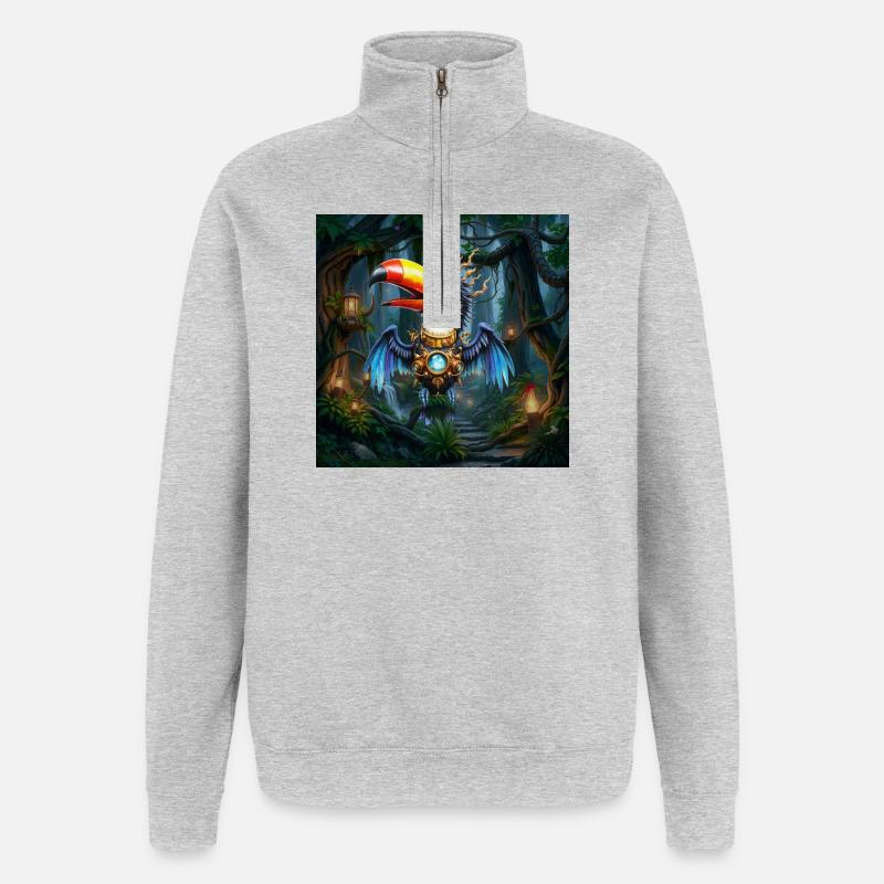 Luminous Jungle Mechanical Toucan - Quarter-Zip Sweatshirt - heather grey