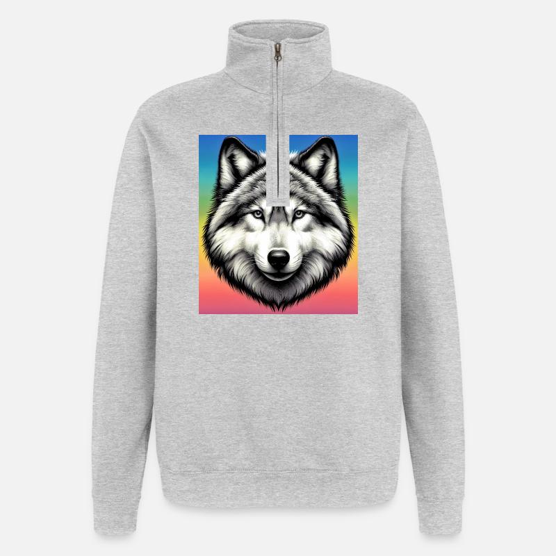 Wolf - Quarter-Zip-Sweatshirt - Grau meliert