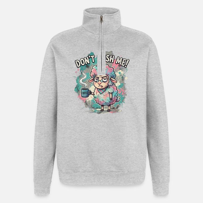 Dont Rush Me Kaffee Schaf Cartoon - Quarter-Zip-Sweatshirt - Grau meliert