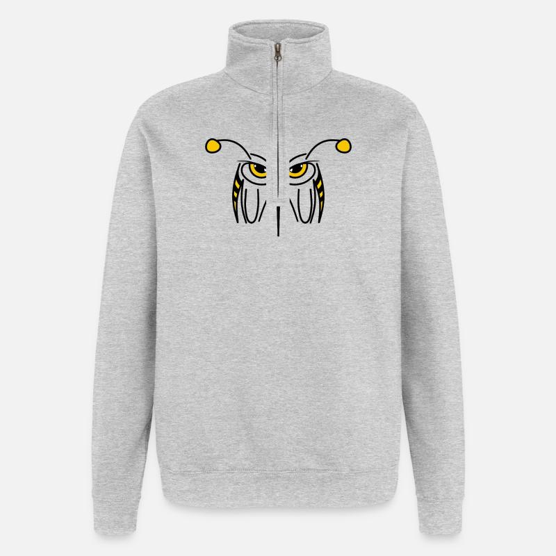 MORSURE - Guêpe en colère - Sweat à zip 1/4 - gris chiné