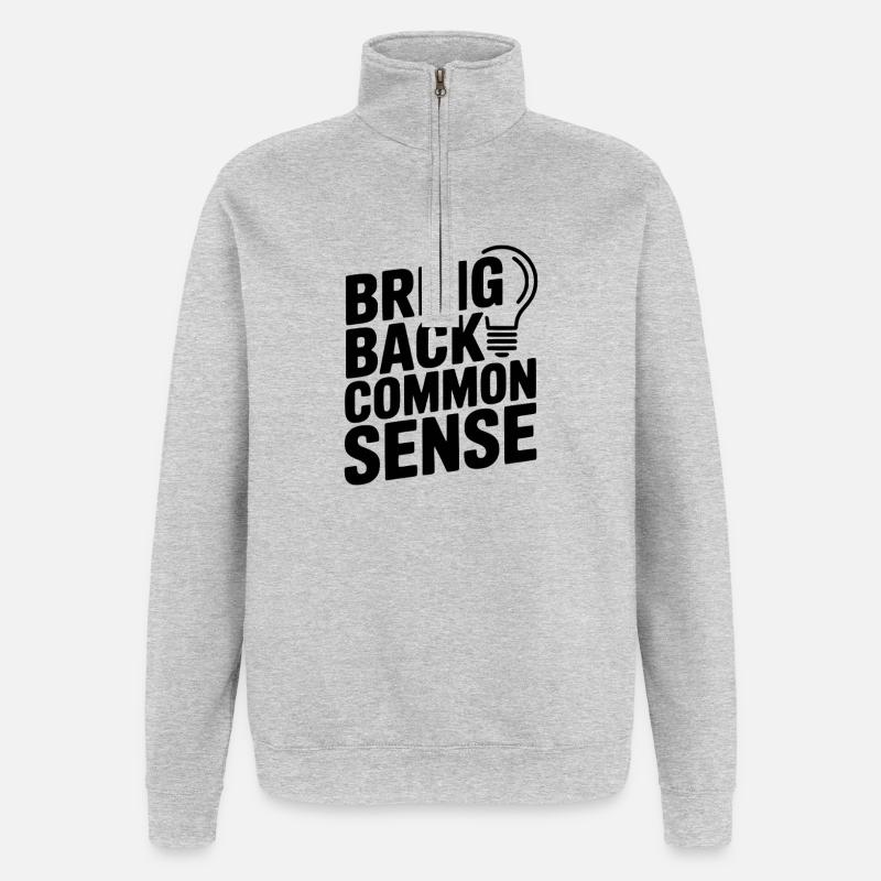 On ramène le bon sens - Sweat à zip 1/4 - gris chiné