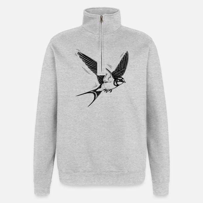 swallow - Quarter-Zip Sweatshirt - heather grey