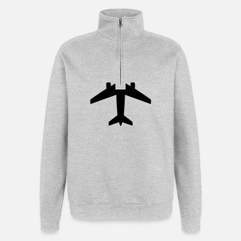 avion - Sweat à zip 1/4 - gris chiné