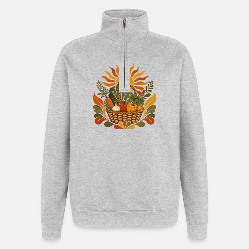 Panier de récolte d’été - Sweat à zip 1/4 - gris chiné