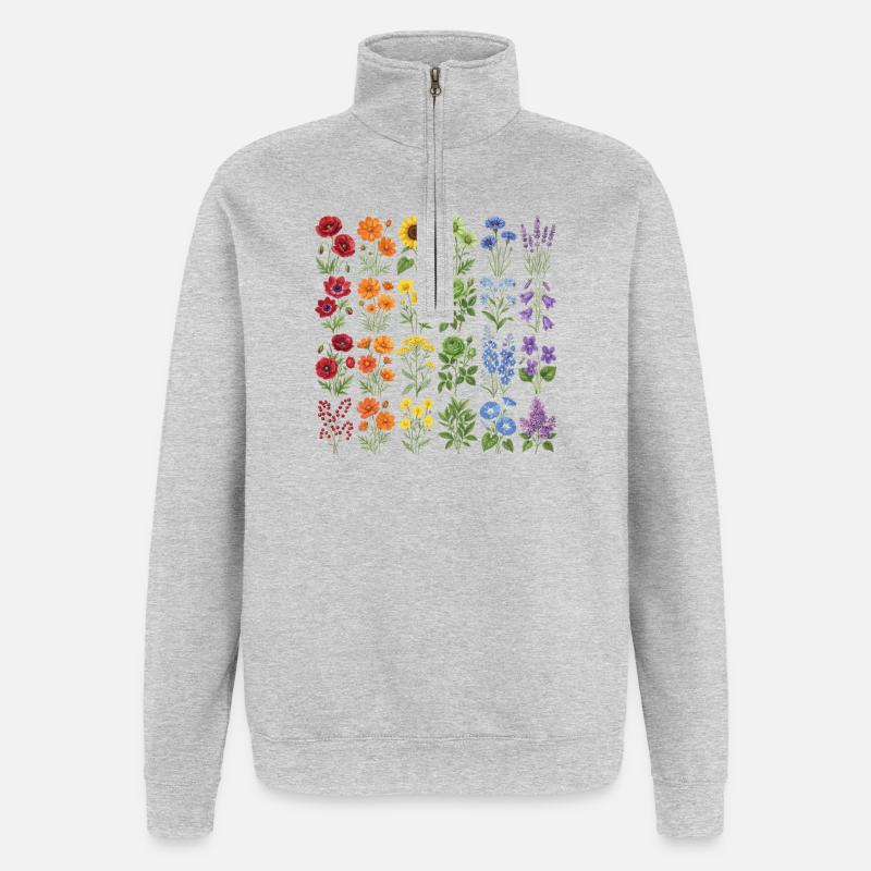 LGBTQ-Pride-Monat – Regenbogenblumen - Quarter-Zip-Sweatshirt - Grau meliert