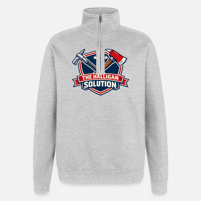 Halligan Solution Schild Grafik - Quarter-Zip-Sweatshirt - Grau meliert