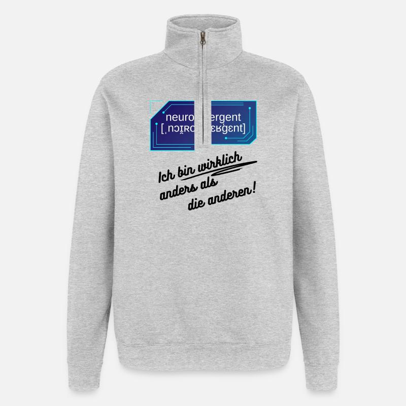 Neurodivergent - Ich bin wirklich anders - Quarter-Zip-Sweatshirt - Grau meliert