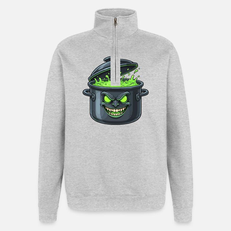 Spooky Green Pot Magic - Quarter-Zip Sweatshirt - heather grey