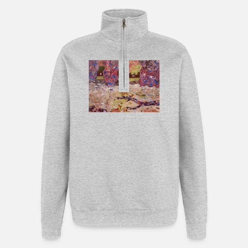 Parc impressionniste - Sweat à zip 1/4 - gris chiné