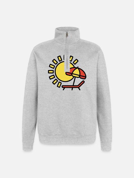 Beach lounger Sun Parasol Summer holiday - Quarter-Zip Sweatshirt - heather grey