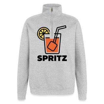 Cocktail Spritz Boisson d’été en Italie Vacances - Sweat à zip 1/4 - gris chiné - Devant - AI Model Female 172 light (172cm) & AI Model Male 178 dark (178cm)