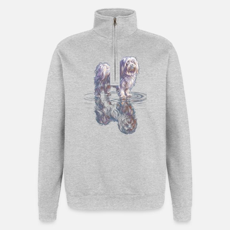 Maltais avec réflexion de l’eau - Sweat à zip 1/4 - gris chiné