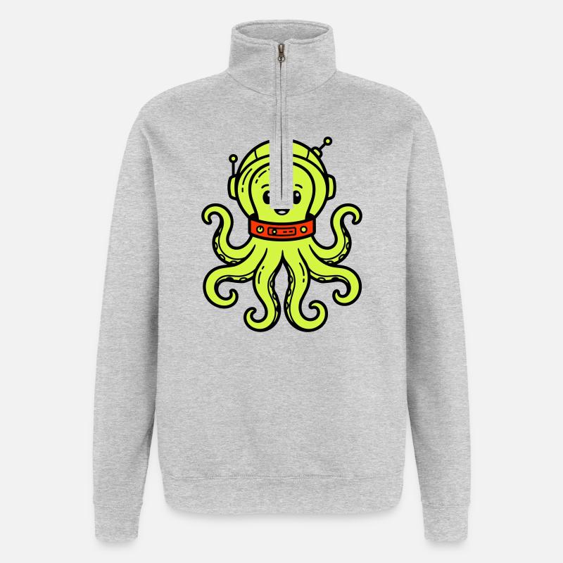Niedlicher Alien - Quarter-Zip-Sweatshirt - Grau meliert