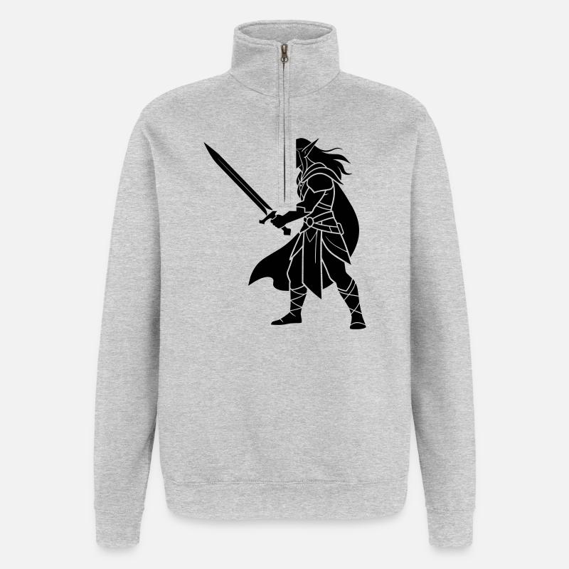 Elfe Noir - Sweat à zip 1/4 - gris chiné