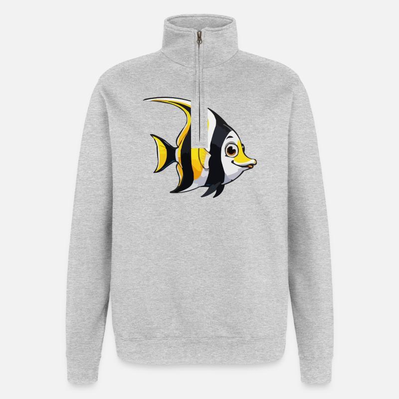 Tropical Fish Comic - Quarter-Zip Sweatshirt - heather grey