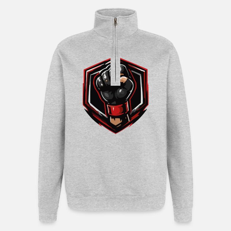 Faust Wappen Emblem - Quarter-Zip-Sweatshirt - Grau meliert