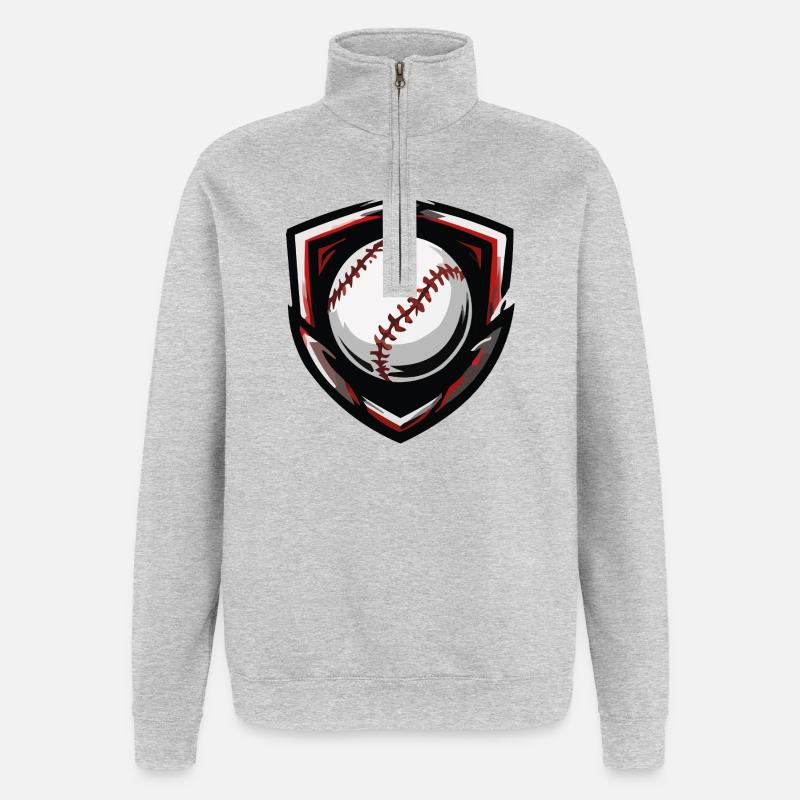 Baseball Shield Ball - Quarter-Zip-Sweatshirt - Grau meliert