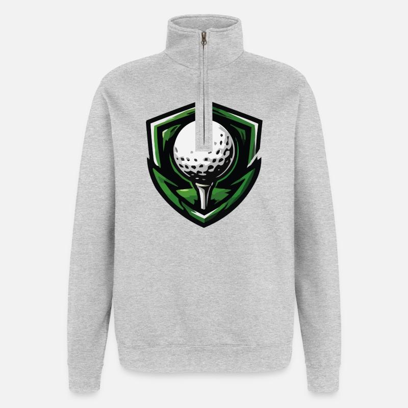 Schild Golfball Emblem - Quarter-Zip-Sweatshirt - Grau meliert