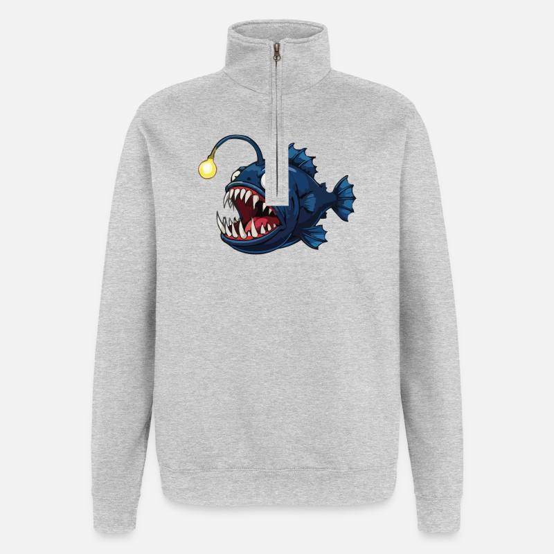 Deep-sea frogfish with light - Quarter-Zip Sweatshirt - heather grey