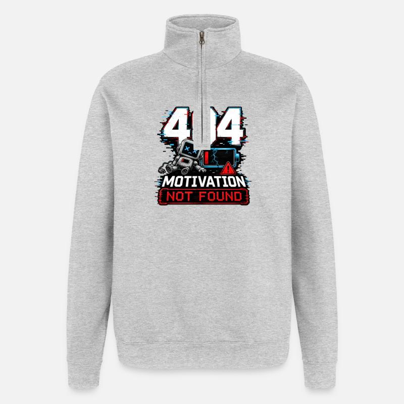 404 Motivation Not Found Roboter - Quarter-Zip-Sweatshirt - Grau meliert