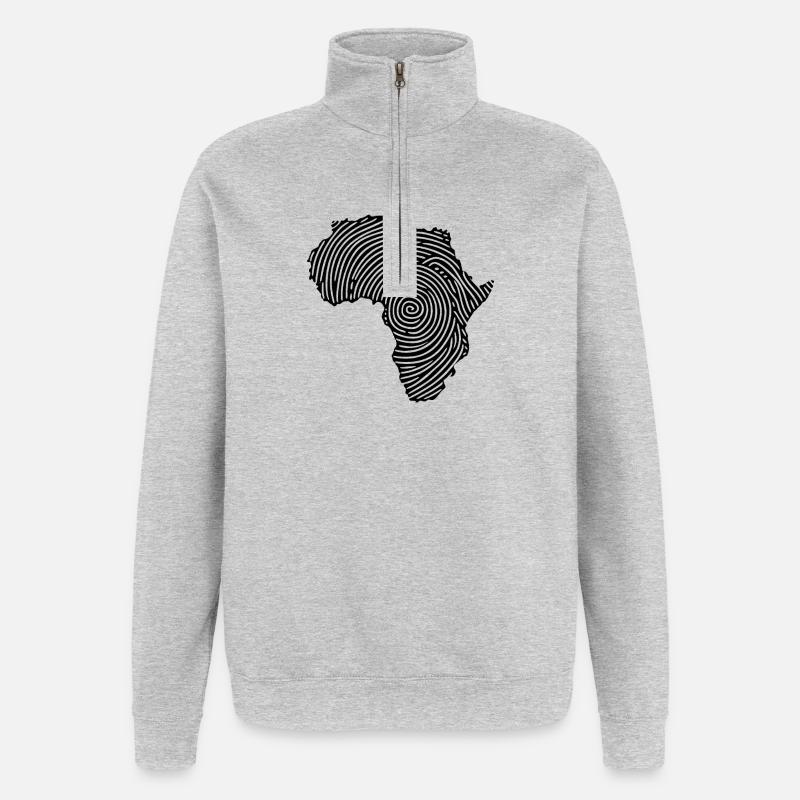 Empreintes digitales Afrique - Sweat à zip 1/4 - gris chiné