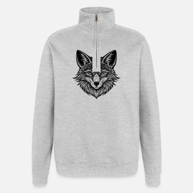 Fox face - Quarter-Zip Sweatshirt - heather grey