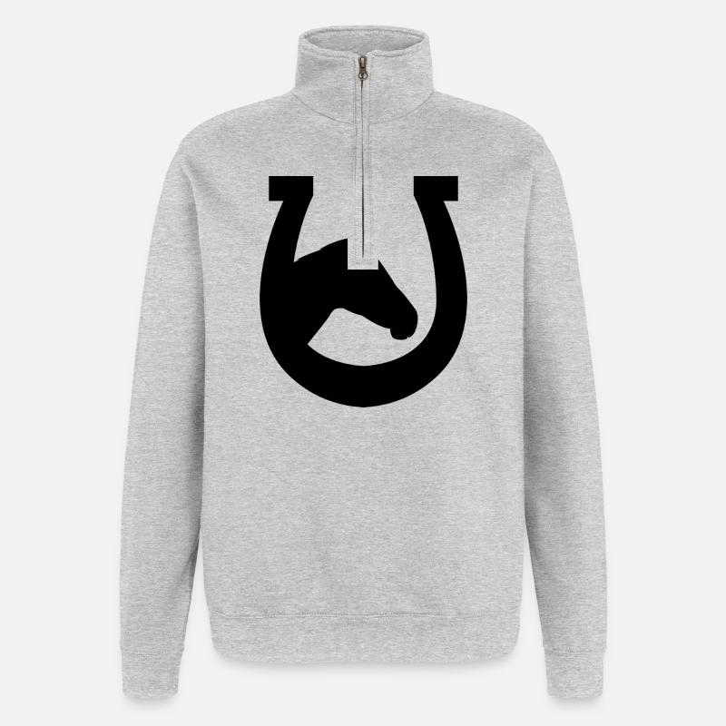 Fer à cheval - Sweat à zip 1/4 - gris chiné