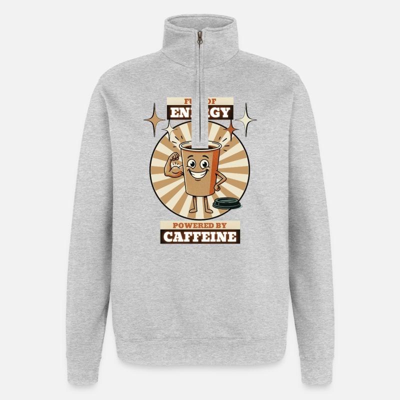 Coffee cup energy - Quarter-Zip Sweatshirt - heather grey