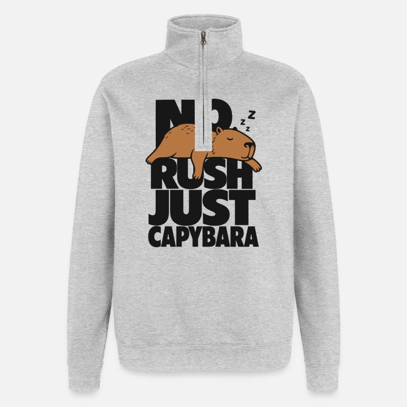 Pas d’urgence, juste du capybara - Sweat à zip 1/4 - gris chiné