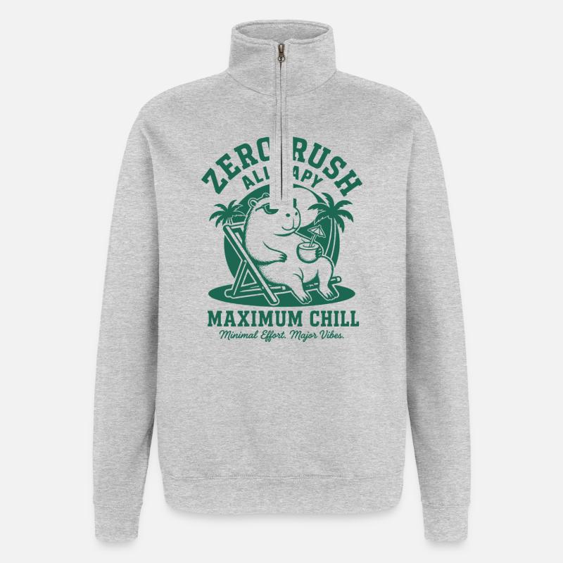 Zero Rush Capybara Chill - Quarter-Zip-Sweatshirt - Grau meliert