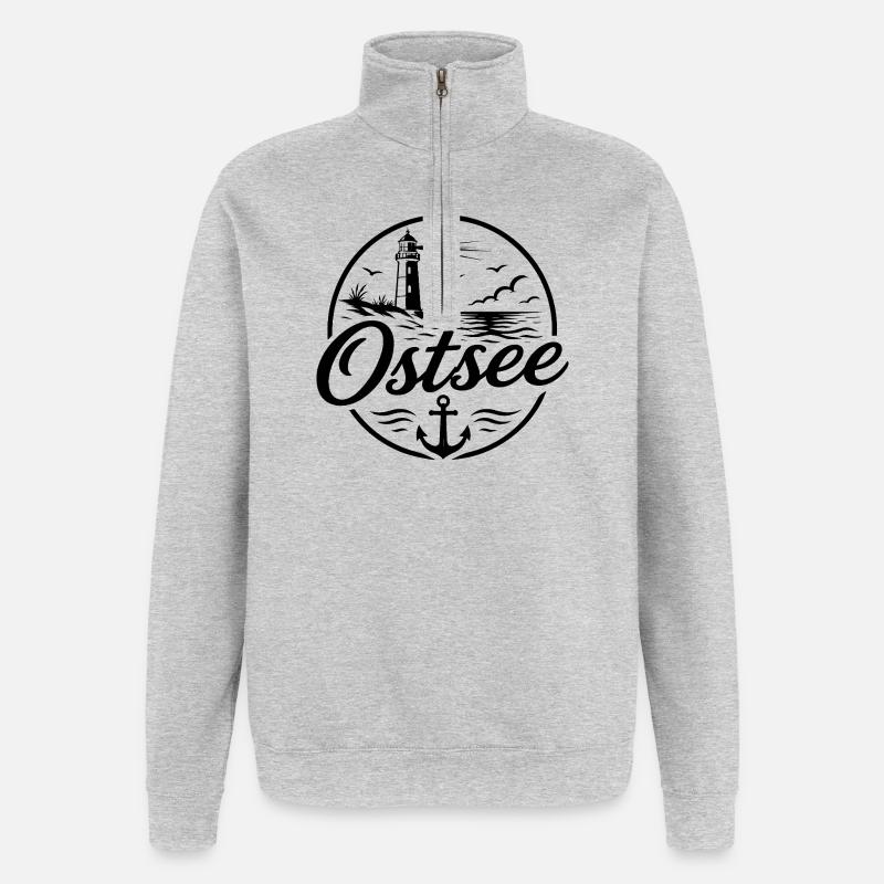 Ostsee - Quarter-Zip-Sweatshirt - Grau meliert