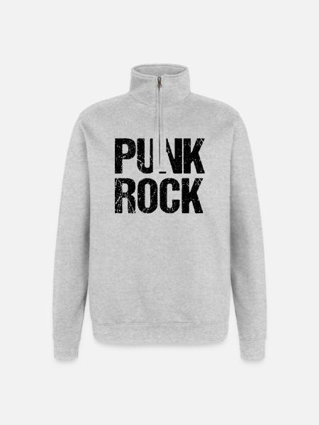 Distressed Punk Rock Logo-Design - Quarter-Zip-Sweatshirt - Grau meliert