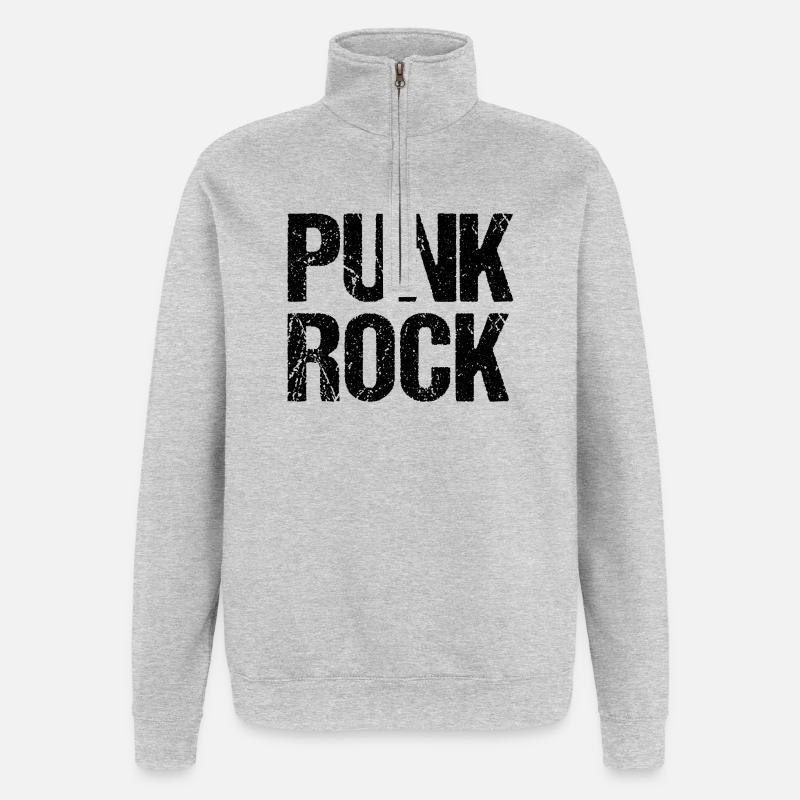 Distressed Punk Rock logo design - Quarter-Zip Sweatshirt - heather grey
