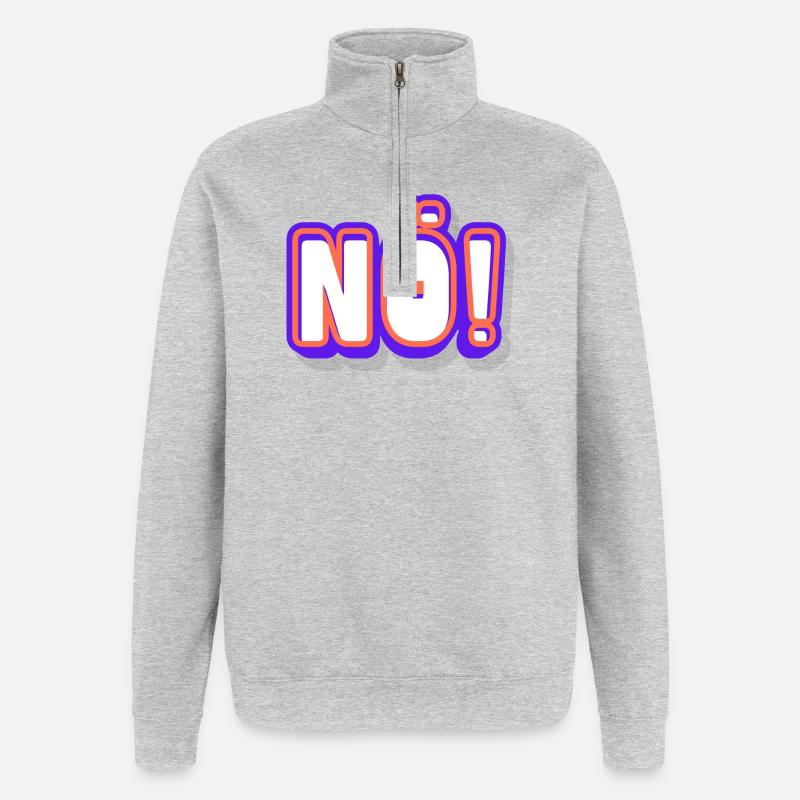 NON ! Lettrage néon pop - Sweat à zip 1/4 - gris chiné