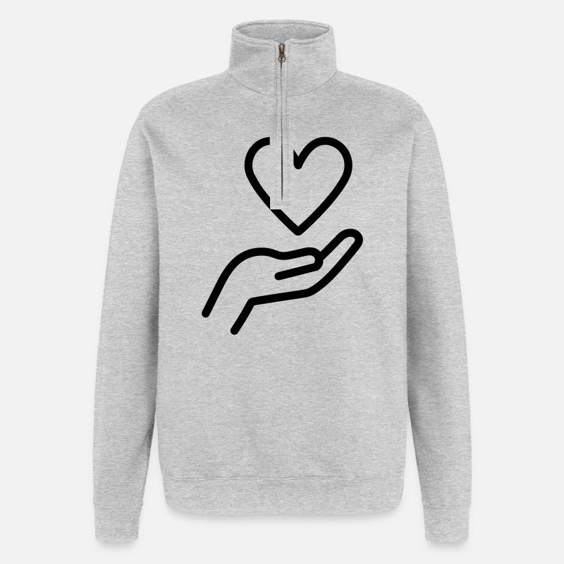 Gib Liebe - Quarter-Zip-Sweatshirt - Grau meliert