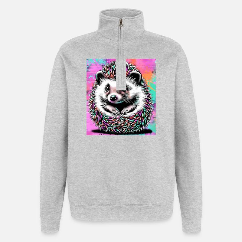 Igel - Quarter-Zip-Sweatshirt - Grau meliert