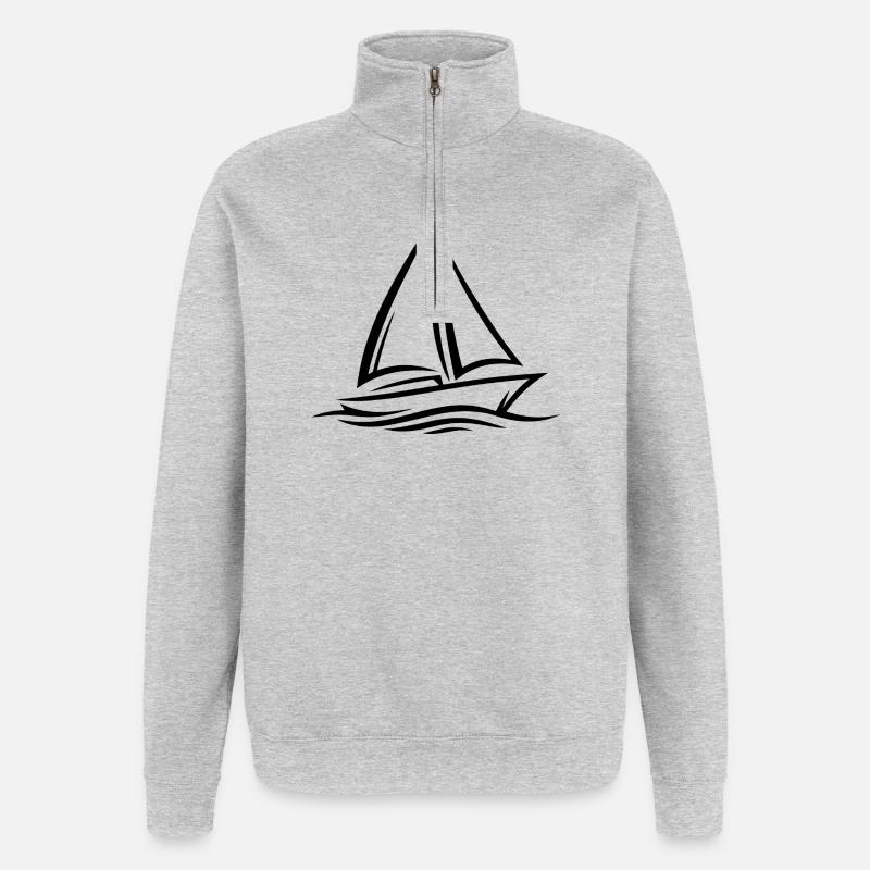 Sailboat - Quarter-Zip Sweatshirt - heather grey