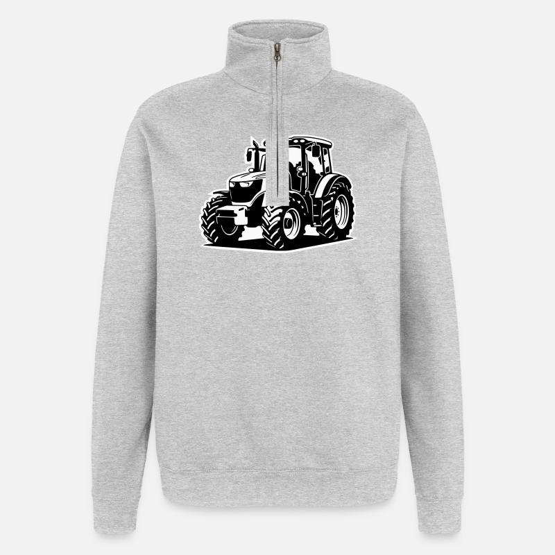 Traktor / Trecker / Schlepper (2-farbig) - Quarter-Zip-Sweatshirt - Grau meliert
