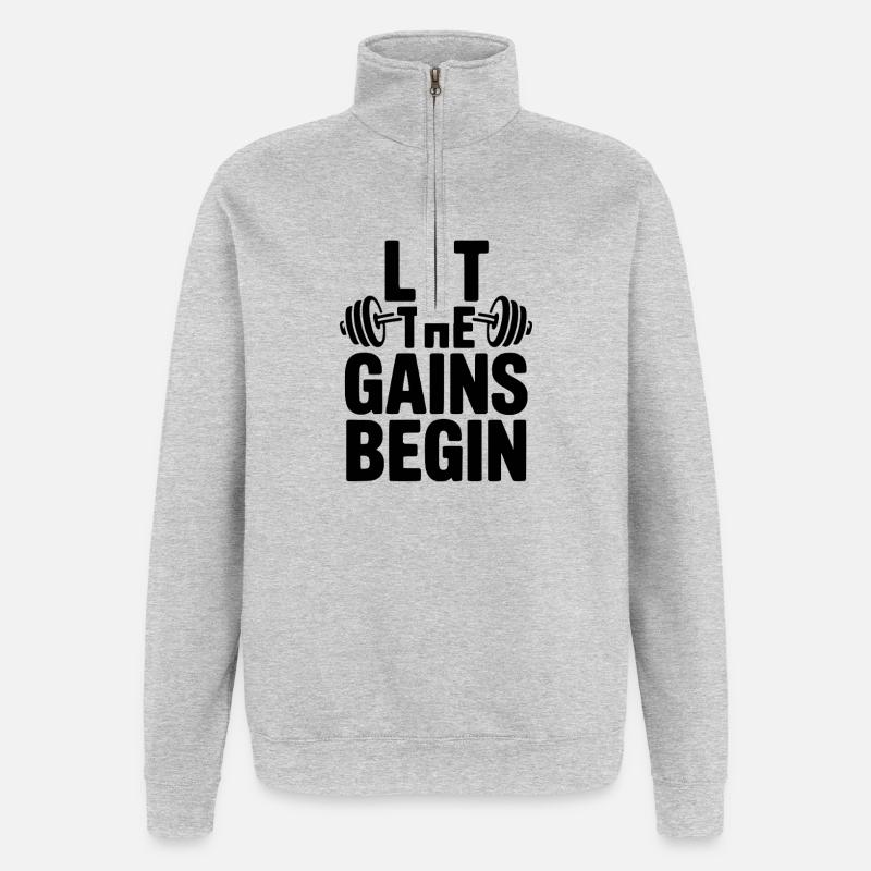 Que les gains commencent - Sweat à zip 1/4 - gris chiné
