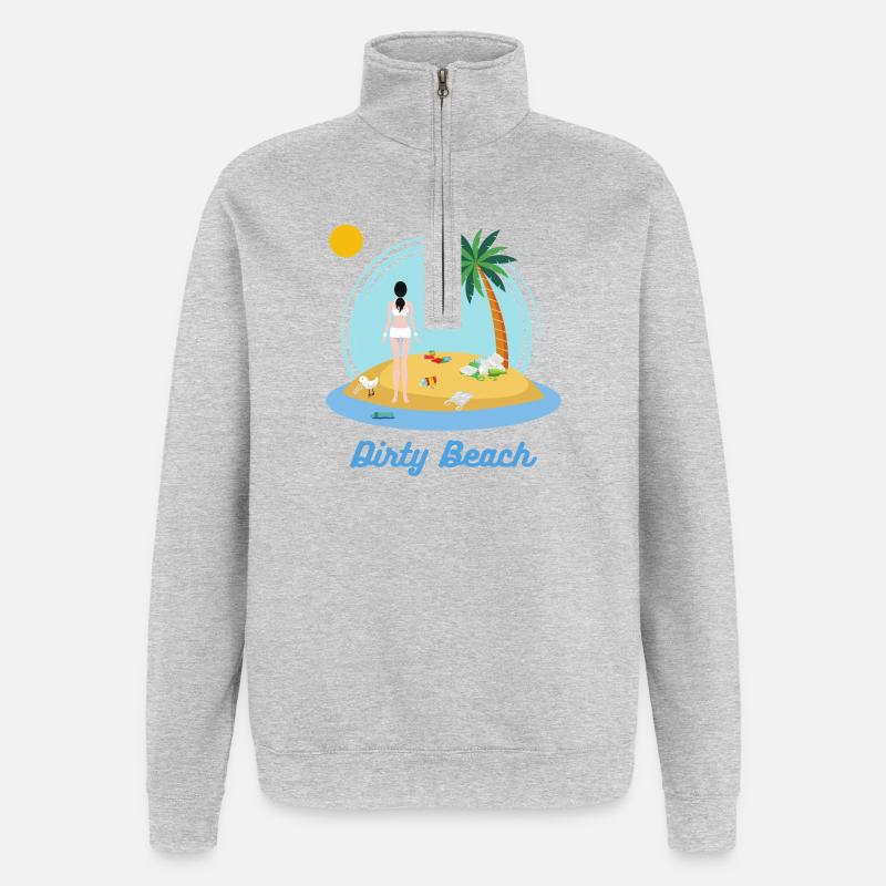 Schmutziger Strand - Quarter-Zip-Sweatshirt - Grau meliert