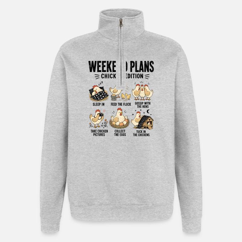 Weekend Plans Chicken Edition Lustige - Quarter-Zip-Sweatshirt - Grau meliert