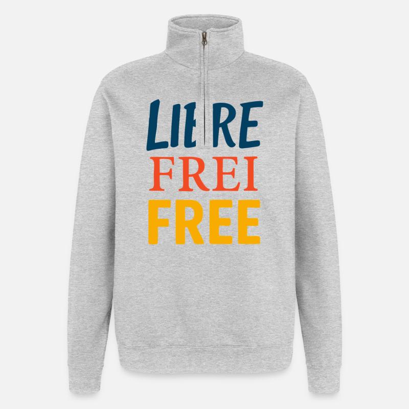 Libre - Sweat à zip 1/4 - gris chiné
