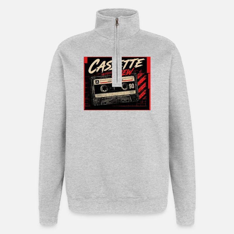 Cassette_Crew_ _Side_B_Vorever - Quarter-Zip Sweatshirt - heather grey