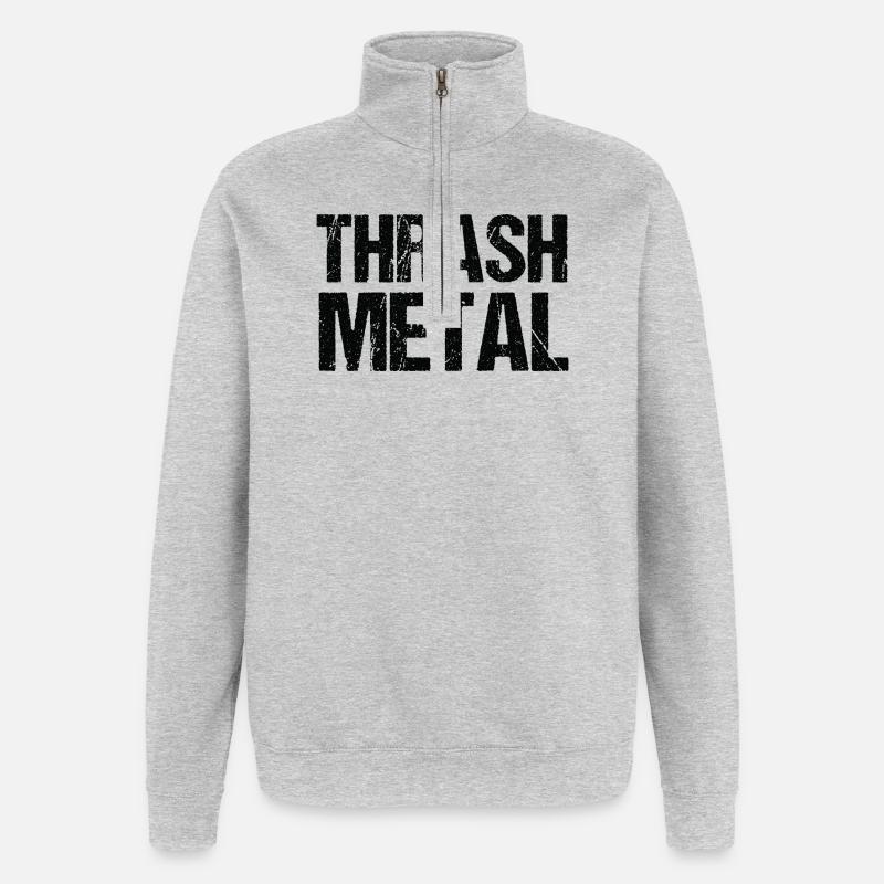 Thrash Metal Bold Typography - Quarter-Zip Sweatshirt - heather grey