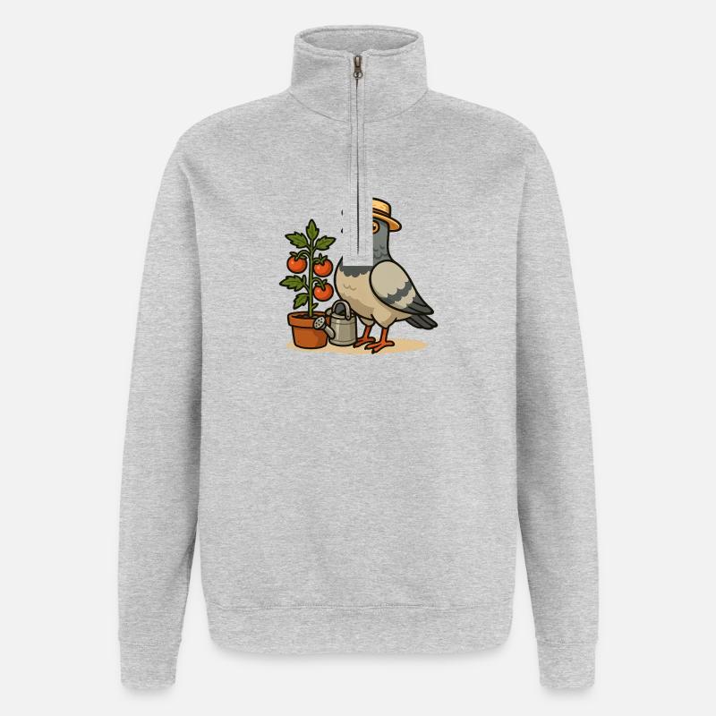 Chemise Tomates Pigeon du Balcon - Sweat à zip 1/4 - gris chiné